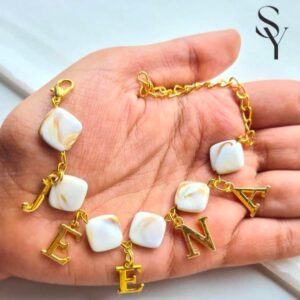 Personalized Name Bracelet with Marble Beads