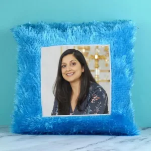 Personalized Fur Cushion with Photo Print 5 Personalized Yellow Fur Cushion with Custom Photo Print