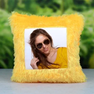 Personalized Fur Cushion with Photo Print 7 Personalized Yellow Fur Cushion with Custom Photo Print