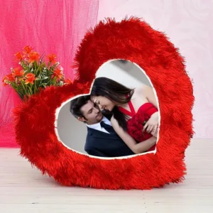 Personalized Yellow Fur Cushion with Custom Photo Print