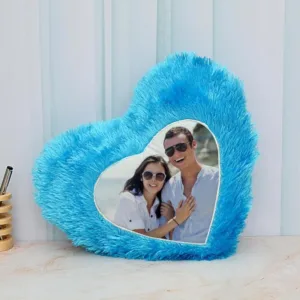 Personalized Yellow Fur Cushion with Custom Photo Print