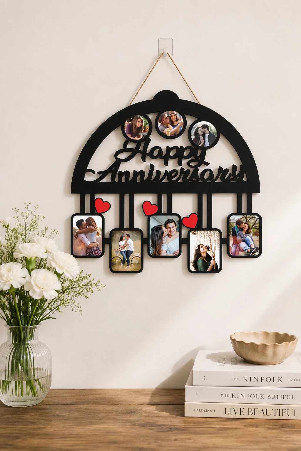 Personalized Happy Anniversary Photo Frame Personalized Happy Anniversary Wooden Photo Frame with Couple Photo Collage