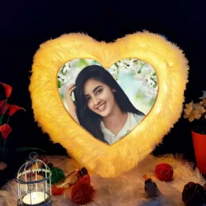 Personalized LED Cushion with Photo Print - Heart Shape